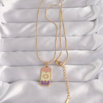 316L Çelik Gold Renk Karışık Mineli Ay Figür Tarot Kolye 316L Çelik Gold Renk Karışık Mineli Ay Figür Tarot Kolye