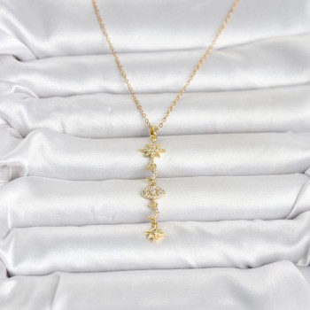 316L Çelik Gold Renk Kutup Yıldızı Y Model Zirkon Taşlı Kadın Kolye 316L Çelik Gold Renk Kutup Yıldızı Y Model Zirkon Taşlı Kadın Kolye