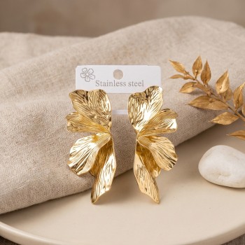 316L Çelik Gold Renk Lotus Yaprak Model Kadın Küpe 316L Çelik Gold Renk Lotus Yaprak Model Kadın Küpe