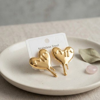 316L Çelik Gold Renk Melting Heart Model Küpe 316L Çelik Gold Renk Melting Heart Model Küpe