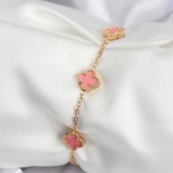 316L Çelik Gold Renk Pembe Baby Boy Yonca Kadın Bileklik 316L Çelik Gold Renk Pembe Baby Boy Yonca Kadın Bileklik