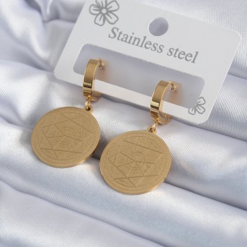 316L Çelik Gold Renk Pentagram Yıldızı İşleme Model Kadın Küpe 316L Çelik Gold Renk Pentagram Yıldızı İşleme Model Kadın Küpe