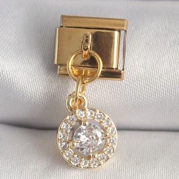 316L Çelik Gold Renk Sallantı Daire Zirkon Taşlı Nomination Charm 316L Çelik Gold Renk Sallantı Daire Zirkon Taşlı Nomination Charm