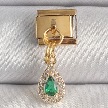 316L Çelik Gold Renk Sallantı Damla Yeşil Zirkon Taşlı Nomination Charm 316L Çelik Gold Renk Sallantı Damla Yeşil Zirkon Taşlı Nomination Charm