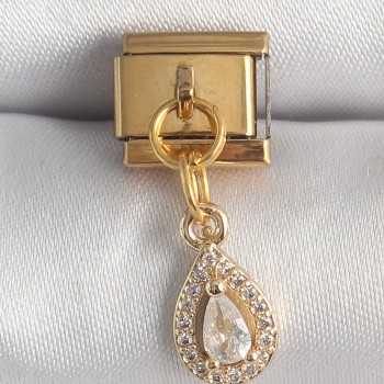 316L Çelik Gold Renk Sallantı Damla Zirkon Taşlı Nomination Charm 316L Çelik Gold Renk Sallantı Damla Zirkon Taşlı Nomination Charm