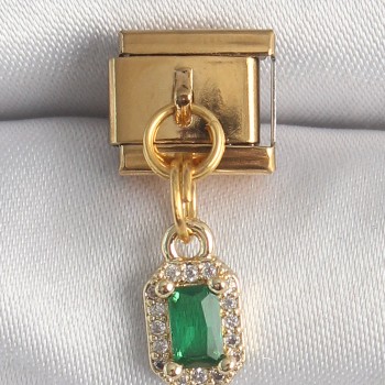 316L Çelik Gold Renk Sallantı Kare Yeşil Zirkon Taşlı Nomination Charm 316L Çelik Gold Renk Sallantı Kare Yeşil Zirkon Taşlı Nomination Charm