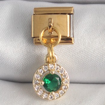316L Çelik Gold Renk Sallantı Yeşil Zirkon Taşlı Nomination Charm 316L Çelik Gold Renk Sallantı Yeşil Zirkon Taşlı Nomination Charm