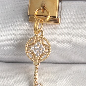 316L Çelik Gold Renk Sallantı Zirkon Taşlı Anahtar Model Nomination Charm 316L Çelik Gold Renk Sallantı Zirkon Taşlı Anahtar Model Nomination Charm