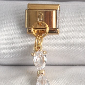 316L Çelik Gold Renk Sallantı Zirkon Taşlı Kurdele Model Nomination Charm 316L Çelik Gold Renk Sallantı Zirkon Taşlı Kurdele Model Nomination Charm