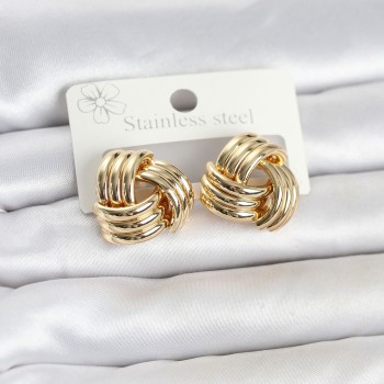 316L Çelik Gold Renk Sarmal Model Kadın Küpe