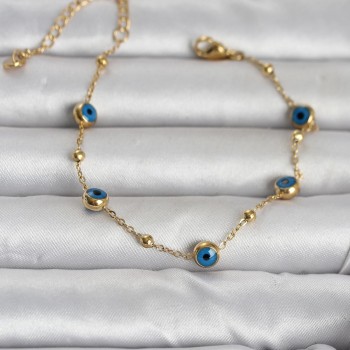 316L Çelik Gold Renk Top Zincirli Nazarlı Kadın Bileklik 316L Çelik Gold Renk Top Zincirli Nazarlı Kadın Bileklik