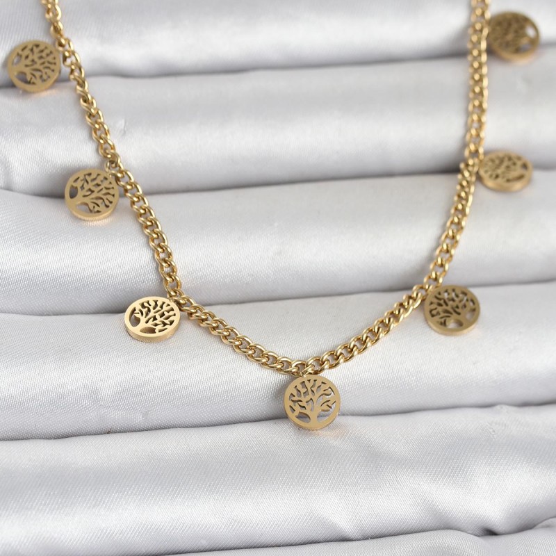 316L Çelik Gold Renk Yaşam Ağacı Model Kadın Kolye 316L Çelik Gold Renk Yaşam Ağacı Model Kadın Kolye