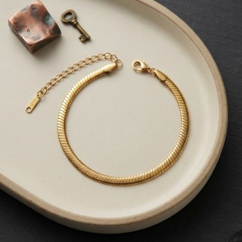316L Çelik Gold Renk Yassı Yılan Zincir Model Erkek Bileklik 316L Çelik Gold Renk Yassı Yılan Zincir Model Erkek Bileklik