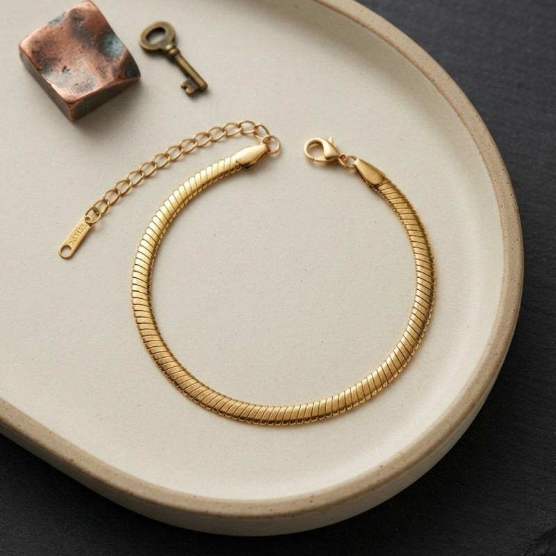 316L Çelik Gold Renk Yassı Yılan Zincir Model Erkek Bileklik 316L Çelik Gold Renk Yassı Yılan Zincir Model Erkek Bileklik