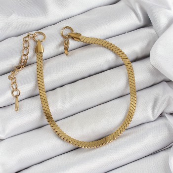 316L Çelik Gold Renk Yassı Zincir Model Kadın Bileklik 316L Çelik Gold Renk Yassı Zincir Model Kadın Bileklik