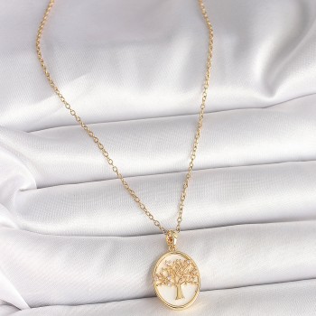 316L Çelik Gold Renk Zincir Zirkon Taş Detaylı Beyaz Mineli Ağaç İşlemeli Portre Model Kadın Kolye 316L Çelik Gold Renk Zincir Zirkon Taş Detaylı Beyaz Mineli Ağaç İşlemeli Portre Model Kadın Kolye
