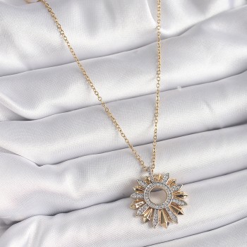 316L Çelik Gold Renk Zincir Zirkon Taşlı Mix Renk Güneş Model Kadın Kolye 316L Çelik Gold Renk Zincir Zirkon Taşlı Mix Renk Güneş Model Kadın Kolye