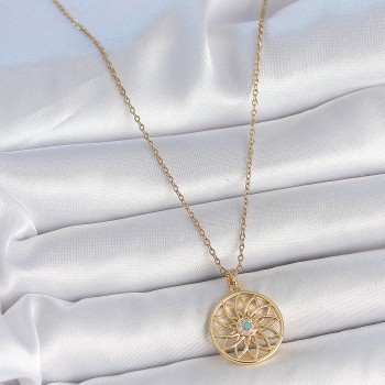 316L Çelik Gold Renk Zincr Mavi Taşlı Lotus Model Kadın Kolye 316L Çelik Gold Renk Zincr Mavi Taşlı Lotus Model Kadın Kolye