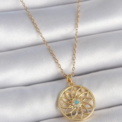 316L Çelik Gold Renk Zincr Mavi Taşlı Lotus Model Kadın Kolye 316L Çelik Gold Renk Zincr Mavi Taşlı Lotus Model Kadın Kolye