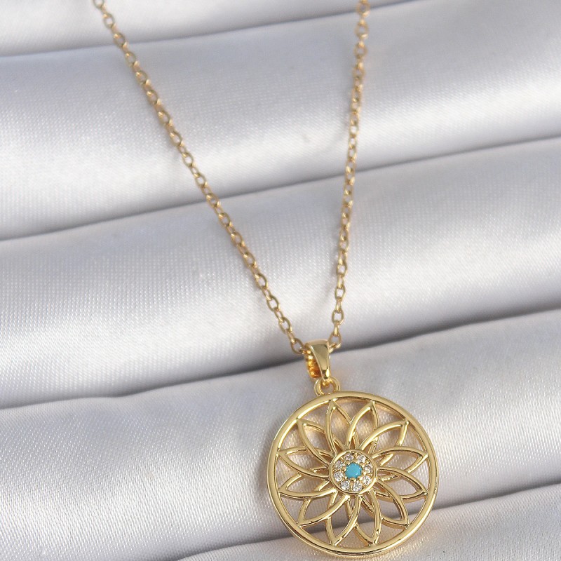 316L Çelik Gold Renk Zincr Mavi Taşlı Lotus Model Kadın Kolye 316L Çelik Gold Renk Zincr Mavi Taşlı Lotus Model Kadın Kolye