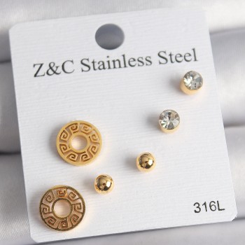 316L Çelik Gold Renk Zirkon Taşı Labirent Model Kadın Küpe Seti 316L Çelik Gold Renk Zirkon Taşı Labirent Model Kadın Küpe Seti