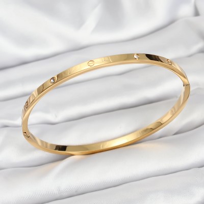 316L Çelik Gold Renk Zirkon Taşlı 65 mm İnce Kadın Kelepçe Bileklik 316L Çelik Gold Renk Zirkon Taşlı 65 mm İnce Kadın Kelepçe Bileklik