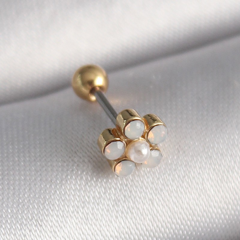 316L Çelik Gold Renk Zirkon Taşlı Çiçek Model Tragus Piercing 316L Çelik Gold Renk Zirkon Taşlı Çiçek Model Tragus Piercing