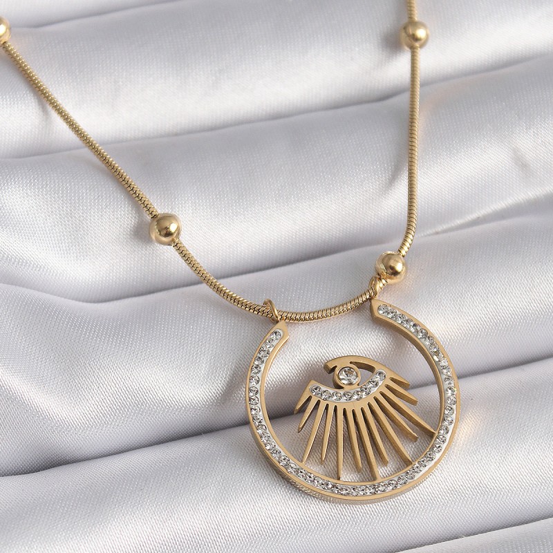 316L Çelik Gold Renk Zirkon Taşlı Göz Model Kadın Kolye 316L Çelik Gold Renk Zirkon Taşlı Göz Model Kadın Kolye