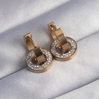 316L Çelik Gold Renk Zirkon Taşlı İç İçe Geçmeli Oval Küpe 316L Çelik Gold Renk Zirkon Taşlı İç İçe Geçmeli Oval Küpe