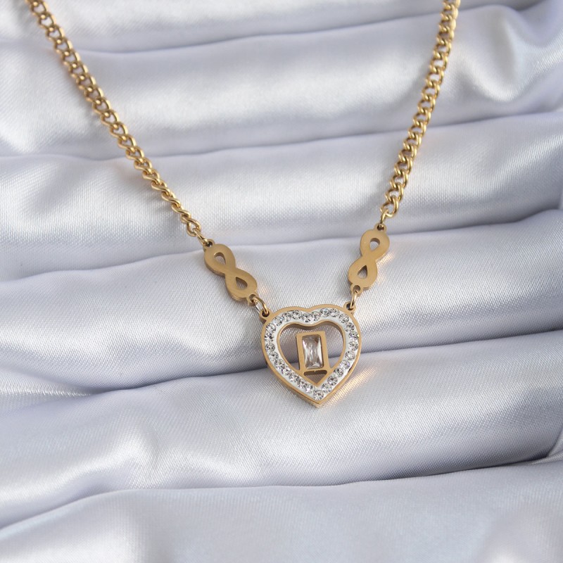 316L Çelik Gold Renk Zirkon Taşlı Kalp Model Sonsuzluk Detay Kadın Kolye 316L Çelik Gold Renk Zirkon Taşlı Kalp Model Sonsuzluk Detay Kadın Kolye