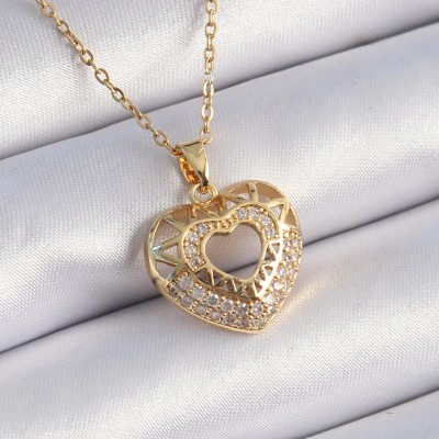 316L Çelik Gold Renk Zirkon Taşlı Kalp Model Vintage Kadın Kolye 316L Çelik Gold Renk Zirkon Taşlı Kalp Model Vintage Kadın Kolye