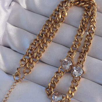 316L Çelik Gold Renk Zirkon Taşlı Kalp Model Zincir Kolye 316L Çelik Gold Renk Zirkon Taşlı Kalp Model Zincir Kolye