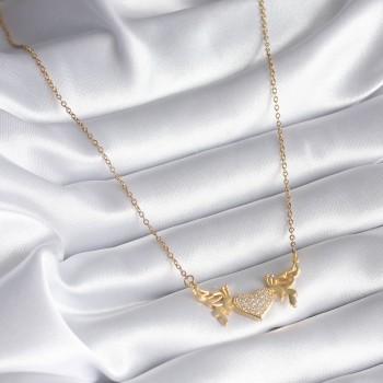 316L Çelik Gold Renk Zirkon Taşlı Kanatlı Kalp Model Kadın Kolye 316L Çelik Gold Renk Zirkon Taşlı Kanatlı Kalp Model Kadın Kolye