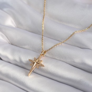316L Çelik Gold Renk Zirkon Taşlı Kutup Yıldızı Model Kadın Kolye 316L Çelik Gold Renk Zirkon Taşlı Kutup Yıldızı Model Kadın Kolye