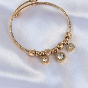 316L Çelik Gold Renk Zirkon Taşlı Model Charm Bileklik 316L Çelik Gold Renk Zirkon Taşlı Model Charm Bileklik