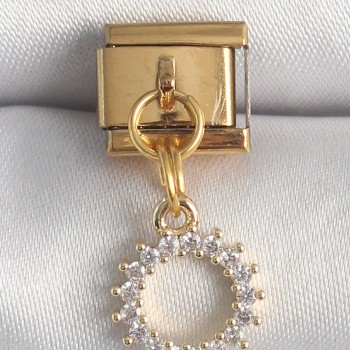 316L Çelik Gold Renk Zirkon Taşlı Sallantı Güneş Model Nomination Charm 316L Çelik Gold Renk Zirkon Taşlı Sallantı Güneş Model Nomination Charm