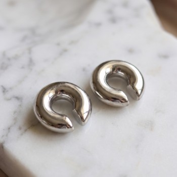 316L Çelik Gümüş Renk Çiftli Earcuff Küpe
