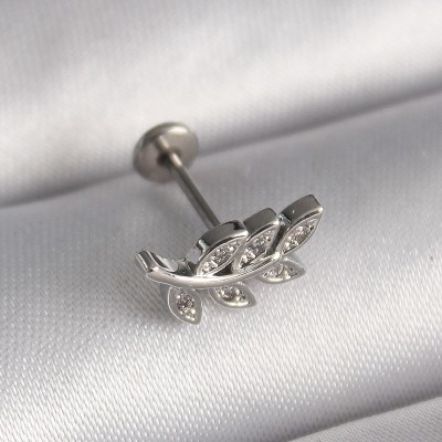 316L Çelik Gümüş Renk Dal Model Zirkon Taş Detaylı Tragus Piercing 316L Çelik Gümüş Renk Dal Model Zirkon Taş Detaylı Tragus Piercing
