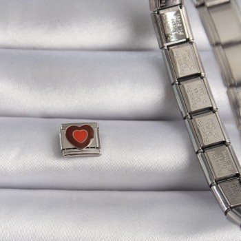 316L Çelik Gümüş Renk Kahverengi Kalp İşlemeli Nomination Charm 316L Çelik Gümüş Renk Kahverengi Kalp İşlemeli Nomination Charm