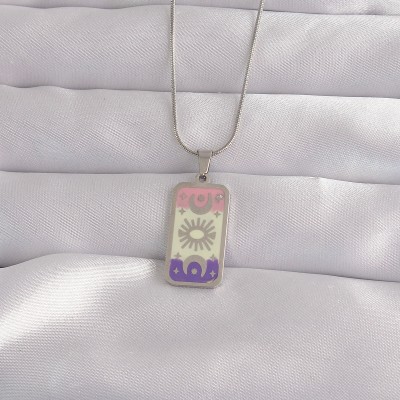 316L Çelik Gümüş Renk Karışık Mineli Ay Figür Tarot Kolye 316L Çelik Gümüş Renk Karışık Mineli Ay Figür Tarot Kolye