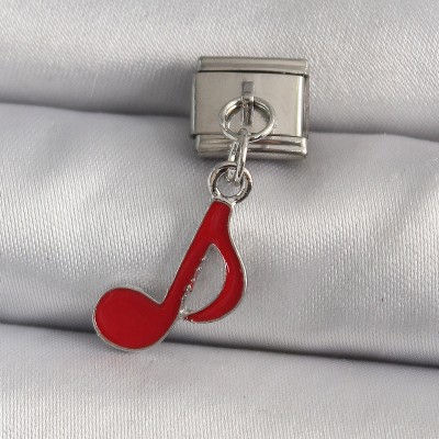 316L Çelik Gümüş Renk Kırmızı Nota Model Nomination Charm 316L Çelik Gümüş Renk Kırmızı Nota Model Nomination Charm