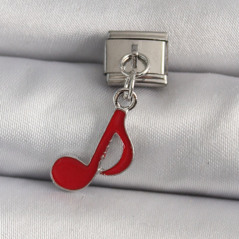 316L Çelik Gümüş Renk Kırmızı Nota Model Nomination Charm 316L Çelik Gümüş Renk Kırmızı Nota Model Nomination Charm