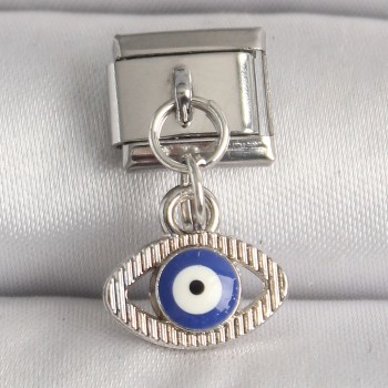 316L Çelik Gümüş Renk Nazar Boncuk Detaylı Göz Model Nomination Charm 316L Çelik Gümüş Renk Nazar Boncuk Detaylı Göz Model Nomination Charm