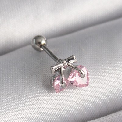 316L Çelik Gümüş Renk Pembe Zirkon Taşlı Kalp Tragus Piercing 316L Çelik Gümüş Renk Pembe Zirkon Taşlı Kalp Tragus Piercing
