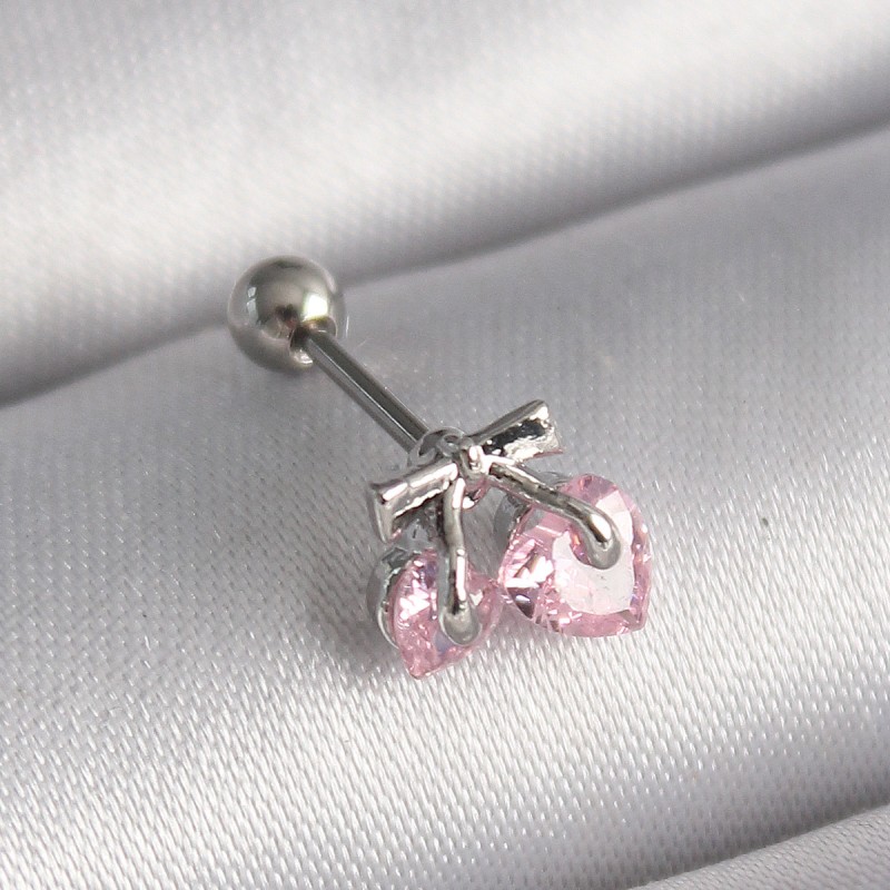 316L Çelik Gümüş Renk Pembe Zirkon Taşlı Kalp Tragus Piercing 316L Çelik Gümüş Renk Pembe Zirkon Taşlı Kalp Tragus Piercing