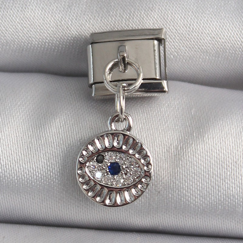 316L Çelik Gümüş Renk Sallantı Zirkon Taşlı Göz Model Nomination Charm 316L Çelik Gümüş Renk Sallantı Zirkon Taşlı Göz Model Nomination Charm