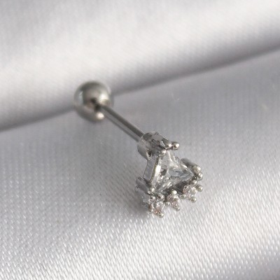 316L Çelik Gümüş Renk Üçgen Zirkon Taşlı Tragus Piercing 316L Çelik Gümüş Renk Üçgen Zirkon Taşlı Tragus Piercing