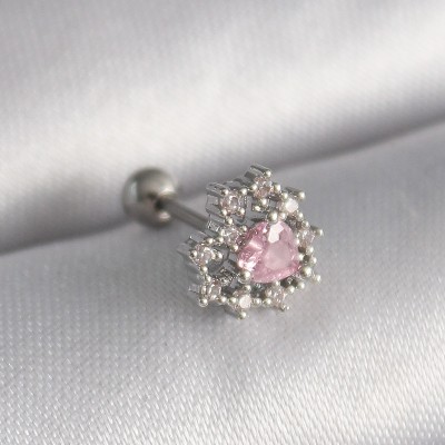 316L Çelik Gümüş Renk Zirkon Taşlı Kalp Tragus Piercing 316L Çelik Gümüş Renk Zirkon Taşlı Kalp Tragus Piercing