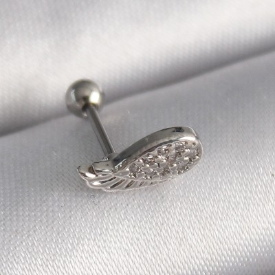 316L Çelik Gümüş Renk Zirkon Taşlı Kanat Tragus Piercing 316L Çelik Gümüş Renk Zirkon Taşlı Kanat Tragus Piercing