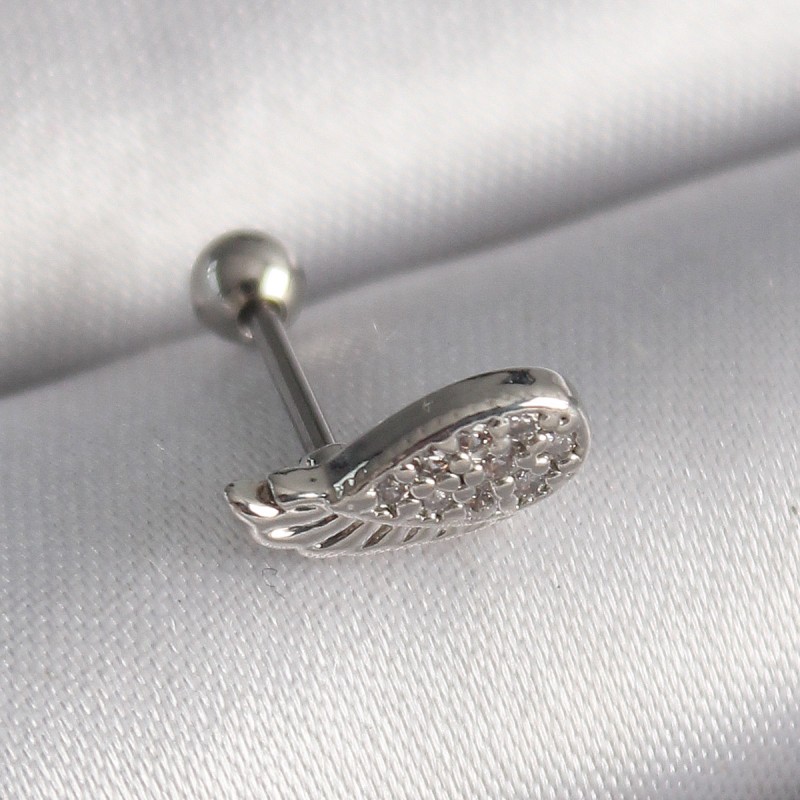 316L Çelik Gümüş Renk Zirkon Taşlı Kanat Tragus Piercing 316L Çelik Gümüş Renk Zirkon Taşlı Kanat Tragus Piercing